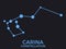 Carina constellation. Stars in the night sky. Cluster of stars and galaxies. Constellation of blue on a black background. Vector