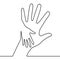 Caring hand continuous line drawing concept