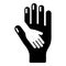 Caring hand icon, simple black style