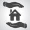 Caring hands icon - protecting house