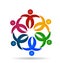 Caring people teamwork, flower shape icon vector