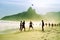 Carioca Brazilians Playing Altinho Futebol Beach Soccer Football