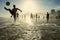 Carioca Brazilians Playing Altinho Futebol Beach Soccer Football