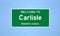 Carlisle, Pennsylvania city limit sign. Town sign from the USA.