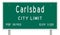 Carlsbad road sign showing population and elevation