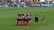 Carlton players together in a huddle before starting a game against Melbourne at Ikon Park Stadium