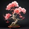 Carnation Bonsai: Exquisite Paper Sculpture Of Pink Flowers On Black Background