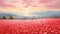 Carnation Field In Provence Morning