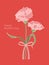 Carnation floral set. mother\'s day greeting card design.