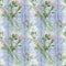 Carnation flowers on the background of watercolor. Seamless background. Branches with buds and leaves. Botanical watercolor.