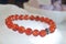 carnelian agate beads 8 mm. on Selenite stones. Natural Carnelian Agate Healing Gemstone 8mm.