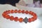 carnelian agate beads 8 mm. on Selenite stones. Natural Carnelian Agate Healing Gemstone 8mm.