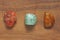 Carnelian, Beryl, Emerald, Amber. Collection of natural stones o