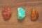 Carnelian, Chrysoprase, Amber. Collection of natural stones of m