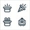 carnival and amusement line icons. linear set. quality vector line set such as food stall, magic, confetti