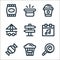 carnival and amusement line icons. linear set. quality vector line set such as lollipop, popcorn, candy, calendar,  , food stall,