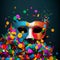 Carnival background with mask, serpentine and confetti. Happy Purim realistic festive party composition