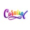 Carnival Calligraphy Inscription Rainbow Colors. Celebration festive Illustration on White Background