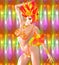 Carnival. dancer in orange gem stone bikini