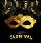 Carnival design with gold mask and party elements