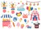 Carnival Elements Clipart Vector Illustration