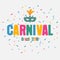 Carnival festive background with carnaval mask and color confetti. Brazil holiday banner. Vector.