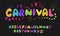 Carnival font. Happy festive concept with musical, Brazilian carnival