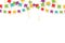 Carnival garland with flags, confetti and ribbons. Decorative colorful party pennants for birthday celebration