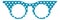 Carnival glasses. Party costume sunglasses with blue polka dot