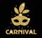 Carnival golden glitter mask, poster, flyer, invitation. Party, masquerade.