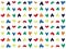 Carnival hearts, festive seamless pattern. Geometrical chaotic colored grid, hand drawn doodle heart shapes, rainbow