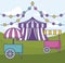 carnival kiosk with circus tent and garlands