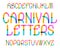 Carnival Letters typeface. Colorful font. Isolated english alphabet