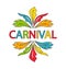 Carnival Logo Template with Colorful Feathers