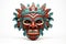 Carnival mask for the festival. Aztec traditional ceremonial mask on white background. Warrior mask. Tribal totem