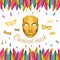Carnival mask with Low poly Gold mask and feather vector design