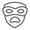 Carnival mask, tragedy mask, sad face line icon, masquerade concept, drama masque vector sign on white background