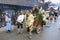 Carnival parade with carved wooden mask