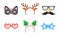 Carnival or Party Headband and Masks with Deer Antler and Moustache Vector Set