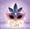 Carnival party mask purple bright background