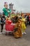 Carnival party in the street with people, typical mask and floats in the town of Perfugas, Chiaramonti, Sardinia on 06 March 2019