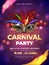 Carnival party template or flyer design with realistic party mask.