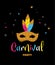 Carnival poster with glitter mask . Festival concept design
