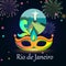 Carnival Rio background with mask and fireworks.