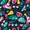 Carnival things seamless patternseamless pattern of a square frame on a dark background carnival things and attributes