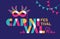 Carnival Typography, Popular Event in Brazil. Festival, Colorful Party Elements ,Carnaval, Travel destination. Brazilian ,