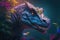 Carnotaurus Colorful Dangerous Dinosaur in Lush Prehistoric Nature by Generative AI