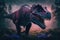 Carnotaurus Colorful Dangerous Dinosaur in Lush Prehistoric Nature by Generative AI