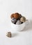 Carob energy balls with nuts, dates and coconut, vegan and vegetarian sweet food