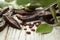 Carob, healthy eating and food background